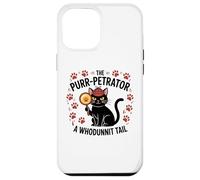 Custodia per iPhone 12 Pro Max Divertente Gatto Detective Purrpetrator True Crime Omicidio Mistero