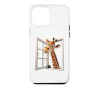 Custodia per iPhone 12 Pro Max Divertente giraffa che sbircia attraverso una finestra aperta