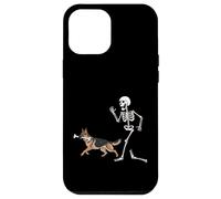 Custodia per iPhone 12 Pro Max Divertente Halloween Pastore Tedesco e Scheletro