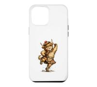 Custodia per iPhone 12 Pro Max Divertente Highland Cow Esecuzione Scozzese Danza