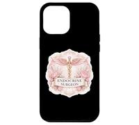 Custodia per iPhone 12 Pro Max Donna Chirurgo Endocrino Caduceo Distintivo Endocrinologia Floreale