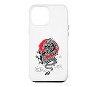 Custodia per iPhone 12 Pro Max Drago giapponese con tramonto rosso, amante dell'arte giapponese