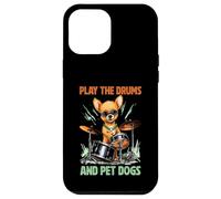 Custodia per iPhone 12 Pro Max Drummer Dog Play The Drums Pet Dog Drumming Batteria Percussioni