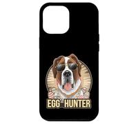 Custodia per iPhone 12 Pro Max Easter Bunny Saint Bernard Egg Hunter Amante dei cani