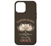 Custodia per iPhone 12 Pro Max Easter Mama Saved by Grace Floral Faith Citazione Design