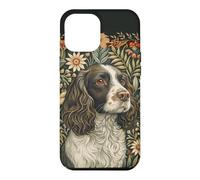 Custodia per iPhone 12 Pro Max English Springer Spaniel William Morris, decorazione floreale per cani