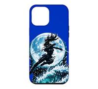 Custodia per iPhone 12 Pro Max Female Anime Ninja Warrior with Swords Under Full Moon