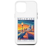 Custodia per iPhone 12 Pro Max First State Delaware GPS Coordinates Travel Poster Opera d'arte