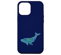Custodia per iPhone 12 Pro Max Floral Whale Blue Humpback Botanical Flowers Ocean Nature