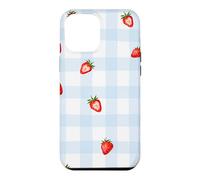 Custodia per iPhone 12 Pro Max Fragola Plaid Dolce Picnic Coquette Estetica