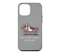 Custodia per iPhone 12 Pro Max Frenchie Bulldog Disegna come una ragazza francese, cane divertente