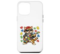 Custodia per iPhone 12 Pro Max Funny Cat Rockstar Autism Puzzle Consapevolezza dell'autismo