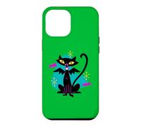 Custodia per iPhone 12 Pro Max Gatto nero vampiro retrò Atomic Age Mid-Century con ali di pipistrello