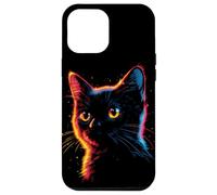 Custodia per iPhone 12 Pro Max Gatto Silhouette Retrowave Gatto randagio