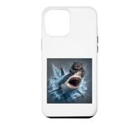 Custodia per iPhone 12 Pro Max Gatto Squalo che salta fuori dall'acqua Opera d'arte per gli amanti dell'oceano