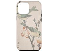 Custodia per iPhone 12 Pro Max Giapponese Art Birds Occhi bianchi su un ramo di pesco