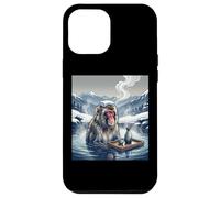 Custodia per iPhone 12 Pro Max Giapponese Neve Scimmia Onsen Bagno