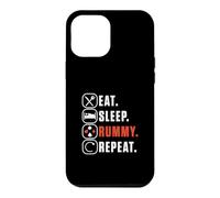 Custodia per iPhone 12 Pro Max Gioco di carte divertente di ripetizione di Rummy di Eat Sleep per un giocatore di ramino