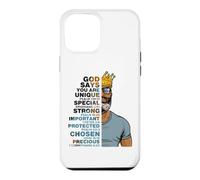 Custodia per iPhone 12 Pro Max God Says You Are Unique Black Men King Dad Nonno Padre