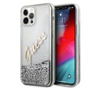 Custodia per iPhone 12 Pro Max Guess Glitter Vintage Script Argento