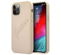 Custodia per iPhone 12 Pro Max Guess Saffiano Vintage Script Gold