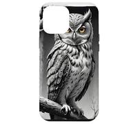 Custodia per iPhone 12 Pro Max Gufo gotico in bianco e nero, estetica vintage lunatica