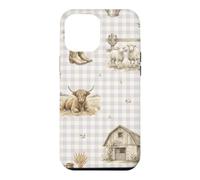Custodia per iPhone 12 Pro Max Highland Mucca Pecora Rustico Fattoria Paese Acquerello