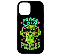 Custodia per iPhone 12 Pro Max Hippie Groovy Peace Love Pickles Retro Vegetariano Carino Regali