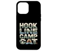 Custodia per iPhone 12 Pro Max Hook Line Camp Cat Funny Camping Pesca