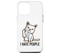 Custodia per iPhone 12 Pro Max I Hate People Sign,Funny Cat Giving the Finger Flipping Off