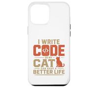 Custodia per iPhone 12 Pro Max I write code so my cat can have a better life funny geek