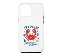 Custodia per iPhone 12 Pro Max If Crabby Please Return to the Beach Arte vintage disegnata a mano