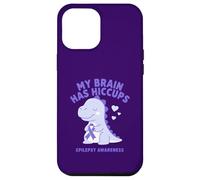 Custodia per iPhone 12 Pro Max Il mio cervello ha singhiozzo Consapevolezza dell'epilessia Dino Purple Ribbon