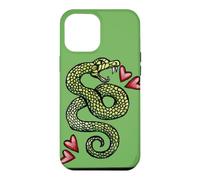 Custodia per iPhone 12 Pro Max Illustrazione del serpente che colpisce il tatuaggio del serpente che sibila verde
