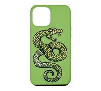 Custodia per iPhone 12 Pro Max Illustrazione del serpente che colpisce il tatuaggio del serpente che sibila verde
