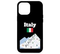 Custodia per iPhone 12 Pro Max Italia, sci, viaggio, souvenir, sci, amante dello sci, bandiera italiana