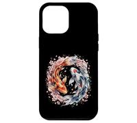 Custodia per iPhone 12 Pro Max Japanese Yin Yang Koi Fish Sakura Watercolor