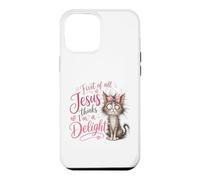 Custodia per iPhone 12 Pro Max Jesus Thinks I'm A Delight Funny Christian Faith Cat Lover