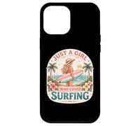 Custodia per iPhone 12 Pro Max Just A Girl Who Loves Surfing Woman Surfer Cute Surfboard