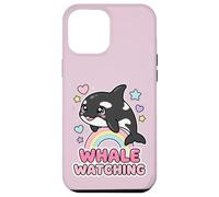 Custodia per iPhone 12 Pro Max Kawaii Orca Rainbow Whale Guardando Chibi Whale Girls
