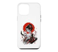 Custodia per iPhone 12 Pro Max Kitsune Maschera Sakura Kimono Donna Inchiostro Giapponese Ritratto Art