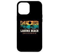 Custodia per iPhone 12 Pro Max Laguna Beach California Retro Tramonto Palma Spiaggia Tropicale