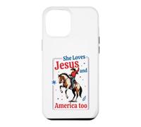 Custodia per iPhone 12 Pro Max Lei ama Gesù e America Vintage Western Horse Rider