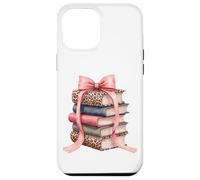 Custodia per iPhone 12 Pro Max Leopard Books Pink Bow Coquette Hot Girl Leggi il topo di biblioteca