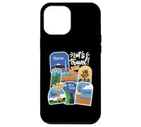 Custodia per iPhone 12 Pro Max Let's Travel City Tags New York Parigi Viaggiatore del mondo
