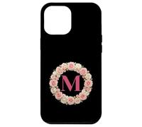 Custodia per iPhone 12 Pro Max Letter H Floral Monogram Initial Name Pink White Flower