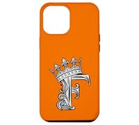 Custodia per iPhone 12 Pro Max Lettera F iniziale + corona arancione