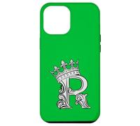 Custodia per iPhone 12 Pro Max Lettera R Iniziale + Corona Kelly Verde