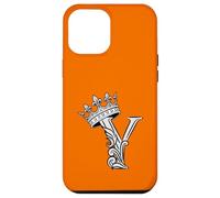 Custodia per iPhone 12 Pro Max Lettera Y Iniziale + Corona Arancione
