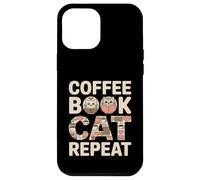 Custodia per iPhone 12 Pro Max Libro del caffè Cat Repeat Cute Cozy Cat Lover